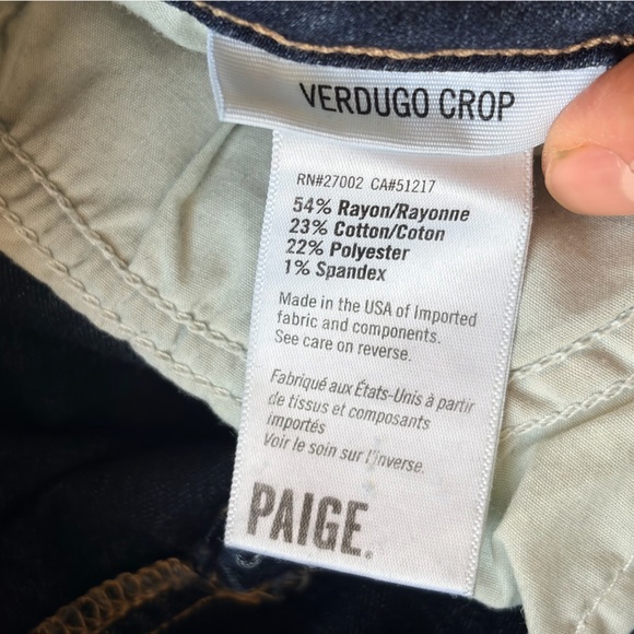 PAIGE Dark Blue Verdugo Crop Jeans Petite 30 - Picture 5 of 5
